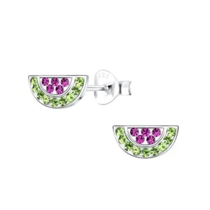 Watermelon Crystal Stud Earrings - 10mm - 925 Sterling Silver - Picture 1 of 1