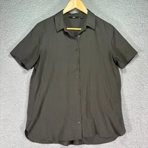 Uniqlo Camp Button Shirt Mens S Rayon Olive Green Short Sleeve Casual - Picture 1 of 9