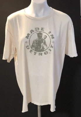 Camiseta Auténtica Hecha en Detroit XL Blanca Plata Algodón Envejecido de Fábrica EE. UU. Foto 1 de 4