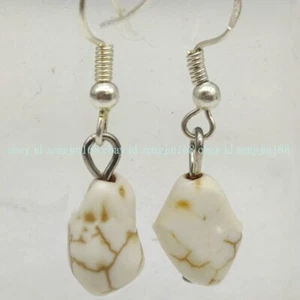 Beautiful 9-12mm White Turquoise Gemstone Bead Earrings Handmade - Picture 1 of 12