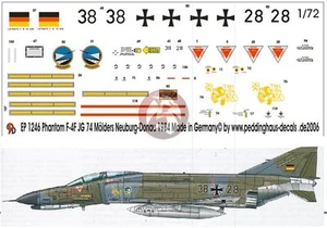 Peddinghaus 1/72 alemán F-4F Phantom II marcas JG 74 ""Moldeadores"" Neuburg 1246 - Imagen 1 de 1