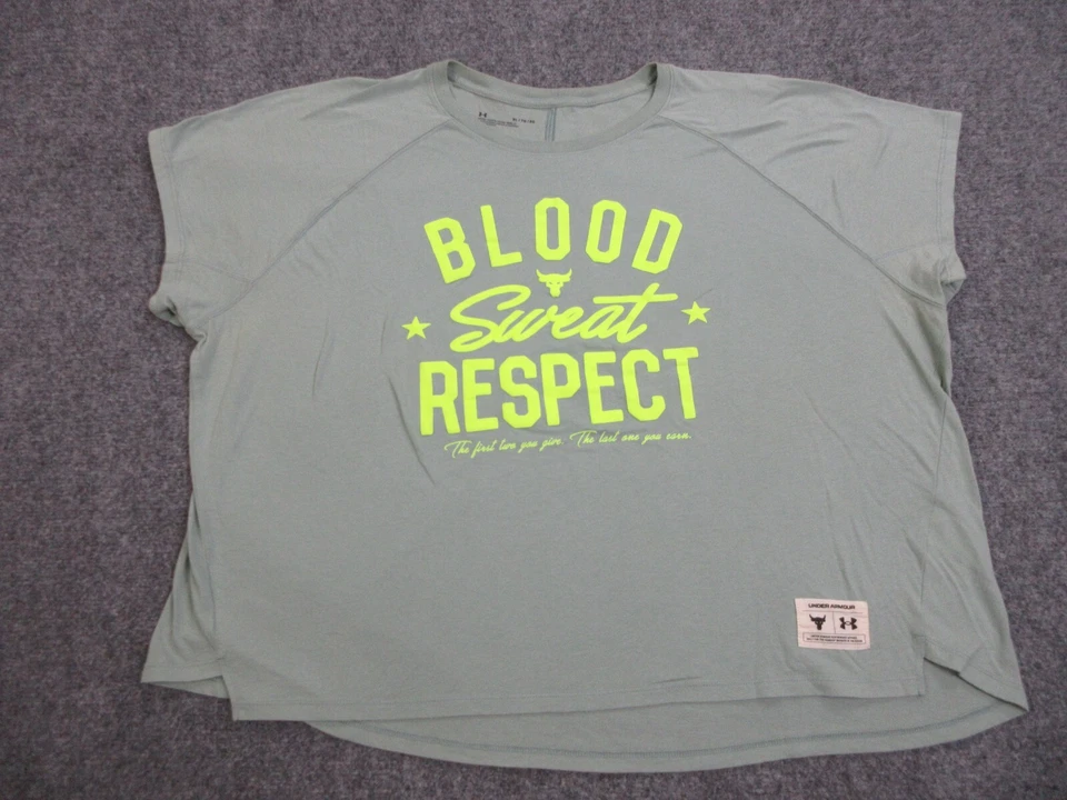 Under Armour Shirt Womens Extra Large Green Project Rock Bull Logo Loose Crop - Image 1 of 4