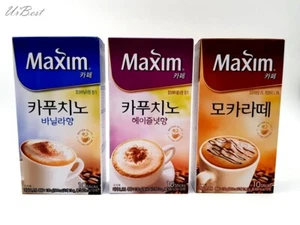 Korean Maxim Coffee Mix 3 flavors (Hazelnut / Vanilla / Moca latte) 13gx10Sticks - Picture 1 of 38