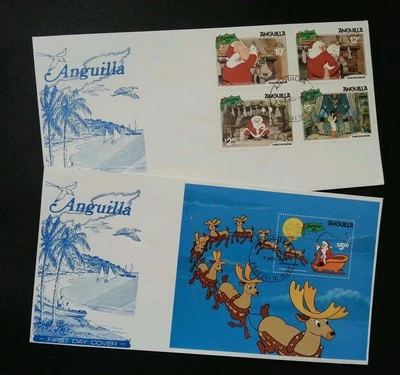 Anguilla The Night Before Christmas 1981 Cartoon Santa Animation (FDC) *rare - Image 1 of 4