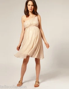 ASOS Maternity One Shoulder Party Formal Two Layers Pink Beige Dress in Size 16 - Bild 1 von 5