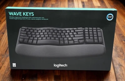 Teclado ergonómico inalámbrico Logitech Wave Keys con reposamanos acolchado grafito Foto 1 de 4