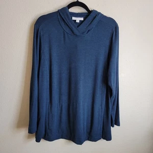 Pure Jill Tranquility Fleece blau Kapuze A-Linie Tunika Top Taschen Damen XL - Bild 1 von 8
