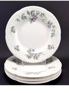 Juego de 4 platos de ensalada de vid Pfaltzgraff gres blanco púrpura 8 1/8" EE. UU. - Imagen 1 de 3