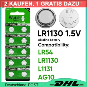 10stk V10GA LR1130 AG10 Batterie Akku Knopfzelle 1.5V Knopfbatterie LR54 L1131 - Bild 1 von 6