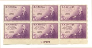 US 738 Mothers MNH plate block of 6 - plate #21203 - Picture 1 of 2