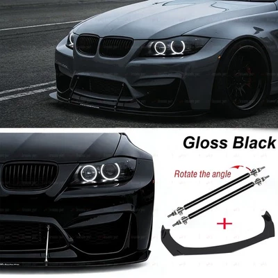 Divisor de labios de parachoques delantero + varillas de puntal para BMW Serie 3 E46 E90 E91 E93 F30 F31 Foto 1 de 4