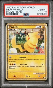 POKÉMON PIKACHU WORLD 2010 PW PIKACHU PROMO HOLO WORLD GEM MINT PSA 10 FRENCH - Picture 1 of 3