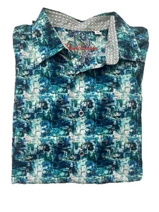 Robert Graham designer LS flip cuff ELLICOTT Blue Abstract MSRP $198 SZ-XL - Picture 1 of 7