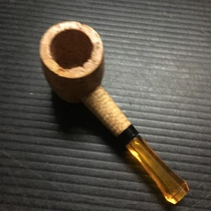 Pipa de tabaco de corcho compacta vintage con vástago de acrílico ámbar 3,25" L x 1,25" W - Imagen 1 de 3