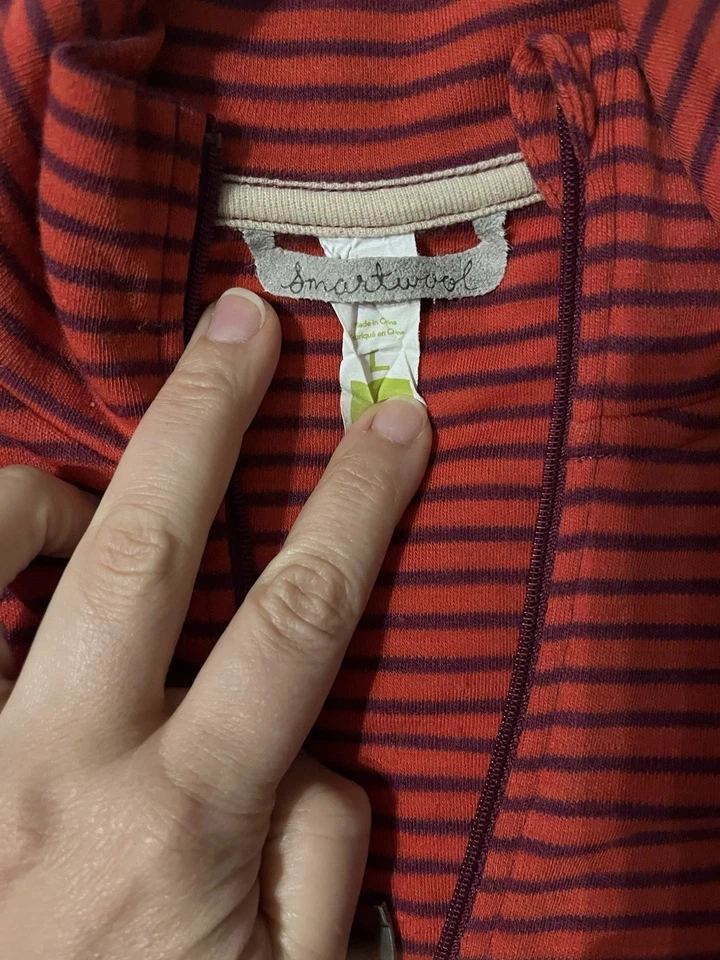 Smartwool Running Shirt, Red And Purple Striped, Size Large - Image 1 of 4