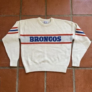 80’s Vintage Cliff Engle NFL Denver Broncos Sweater USA Wool Knit Size Large - Bild 1 von 7