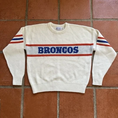 80’s Vintage Cliff Engle NFL Denver Broncos Sweater USA Wool Knit Size Large - Image 1 of 4