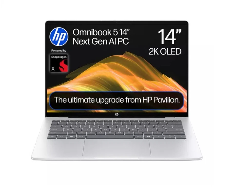 HP Omnibook 5 14-inch Laptop Snapdragon X 512GB SSD Silver Opened But Unused - Image 1 of 1