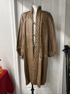Medium Fendi Leder Trenchcoat, Designer Jacke Vintage hellbraun - Bild 1 von 21