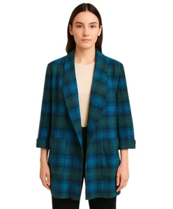 Vintage Pendleton Womens Plaid Long Coat Size Medium Green Wool Made in USA - Picture 1 of 5