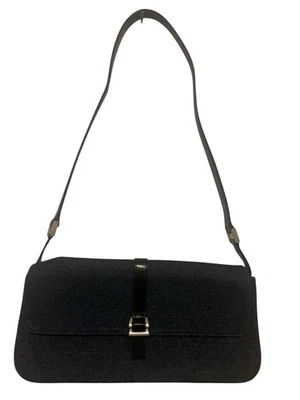 Mini bolso de mano Stuart Weitzman de cuero negro y azul denim pequeño Foto 1 de 4