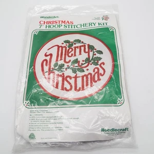 Kit ricamo crewel cucitura cerchio buon Natale vintage WonderArt 5526 lana - Foto 1 di 4