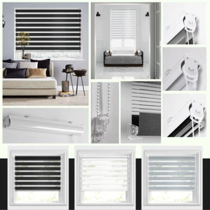 Day And Night Roller Blind Zebra Vision Roller Dual Layer 165cm to 210cm Drop UK - Picture 1 of 28