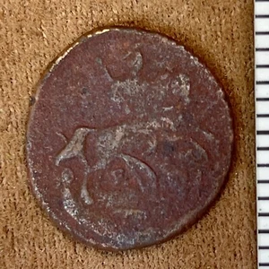 1793 DENGA OLD RUSSIAN IMPERIAL COIN EKATERINA II ORIGINAL. cleaned - Picture 1 of 3