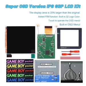 IPS OSD Menu Retro Pixel LCD Screen Kit+Pre-cut Shell Logo Discoloration For GBP - Picture 1 of 37