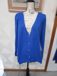 DRAPER JAMES-BLUE-TEXTURED-V-NECK-LONG SLEEVE-BUTTON UP-CARDIGAN-SIZE-2X-NWT-$58 - Picture 1 of 3