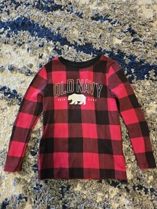Old Navy Buffalo Check Pajama Top Boys Size 4T Long Sleeve Red/Black - Picture 1 of 4