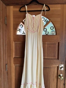 Vintage 70er Candi Jones Spitze Satin Maxi Hippie/Boho/Cottagecore/Prairie Größe 11 - Bild 1 von 8