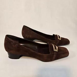 VINTAGE Office-Sirencore Academia ANNE KLEIN Brown Suede Buckle Shoes Size 8M. - Picture 1 of 24
