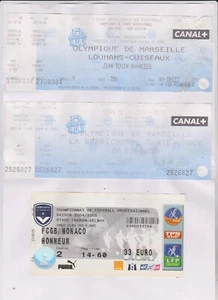 3 TICKETS DE MATCH de l'OM -LOUHANS CUISEAUX , OM CHATEAUROUX , BDX ASM - Imagen 1 de 1