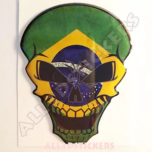 Pegatina Bandera Brasil Cráneo Adhesivo Calcomanía Resina Cúpula Coche Moto Tablet Laptop 3D - Imagen 1 de 3