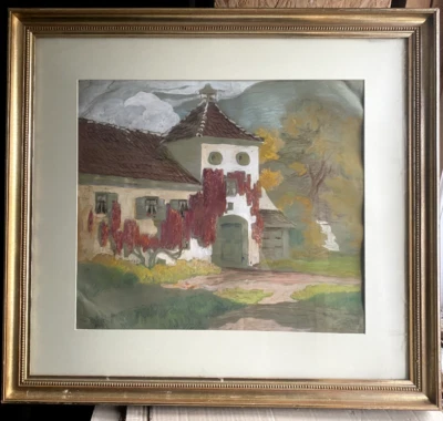 Ferd Art Nouveau Um 1920 Casa de jardín firmada por Bu ilegible Munich Estate Foto 1 de 4