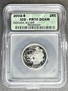 2002-S Silver Proof Indiana Quarter ICG PR-70 DCAM, Buy 3 Items, Get $5 Off!!! - Picture 1 of 2