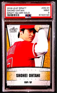 SHOHEI OHTANI 2018 LEAF OHTANI DRAFT SILVER GOLD #DS-01 ROOKIE /100 (PSA 9) - Picture 1 of 3