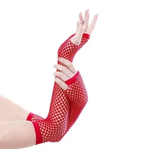 1Pair Fashion Neon Fishnet Fingerless Short Gloves Leg Arm Cuff Party Wear Fancy - Picture 1 of 30