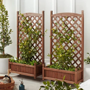 Large Raised Garden Bed Planter Box with Trellis Flower Climbing Indoor Outdoor - Picture 1 of 12