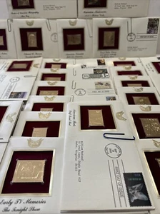 Huge 30 Pc Lot Of 22 Kt Gold Plated First Day Issue Stamp w/ Envelopes & Cards - Picture 1 of 20