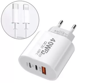 USB C Schnell Ladegerät für Iphone Samsung Laptop 40W inkl. 1m USB C Ladekabel - Bild 1 von 7