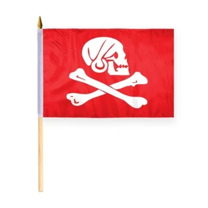 Bandera de calavera pequeña de mano Pirate Henry Every Stick, 12x18 pulgadas, paquete de 10 - Imagen 1 de 1
