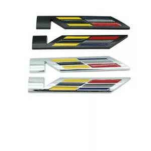 NEW 2X For Cadillac CTS STS XLR V Emblem Car Fender Trunk Badge BLACK/SILVER - Foto 1 di 10