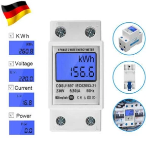 Wechselstromzähler Stromzähler Geeicht Für DIN Hutschiene 5(80)A AC 230V LCD DHL - Bild 1 von 13