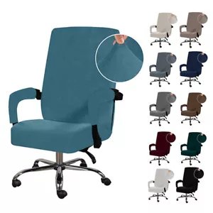 Stretch-Samt-Bürostuhlbezug Computer-Sitzschutz Mit Armlehnen ψ - Bild 1 von 37