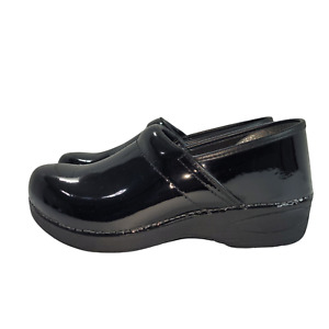 Dansko Clogs Black Patent Leather Slip On XP 2.0 Slip Resistant Comfort Women 41