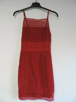 Vestido midi Missguided de renda gola quadrada tamanho Borgonha Reino Unido 8 RRP £30 DH001 JJ 19 - Imagem 1 de 3