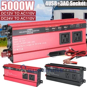 5000W Modified Wave Power Inverter DC 12V To 110V AC LCD Solar Converter Camping - Imagen 1 de 78