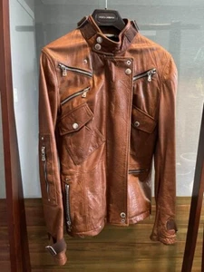 Vintage DOLCE&GABBANA Leather Jacket Brown Sheepskin Men's From Japan Size 38 - Picture 1 of 10